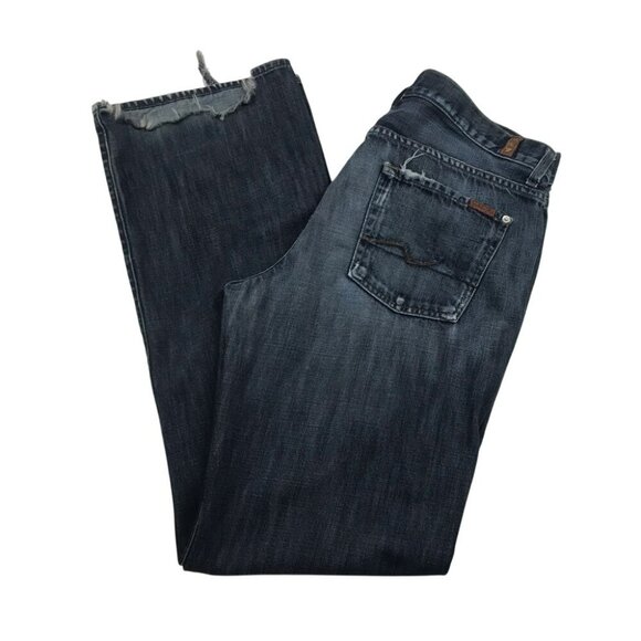 7 For All Mankind Mens RELAXED Distressed Straight-Leg Jeans With Button Fly 34 - Picture 8 of 12
